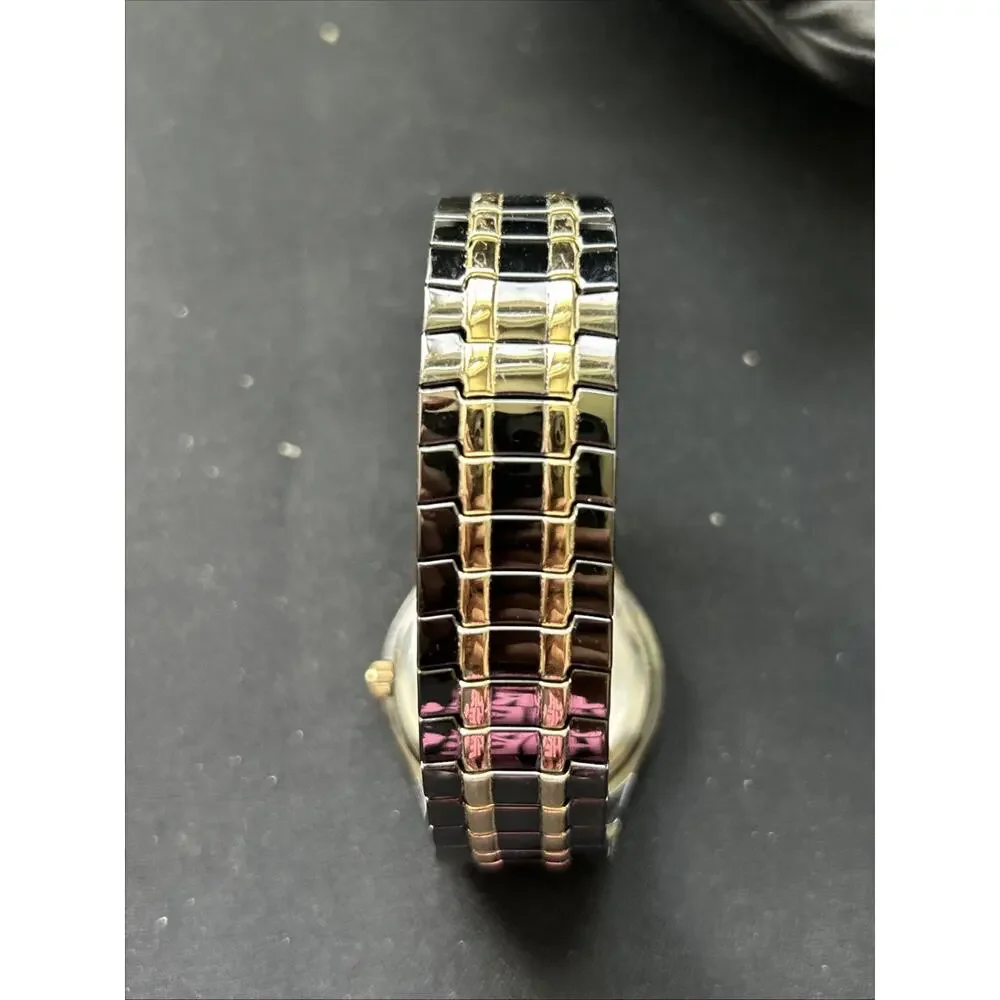 Black And Gold Tone Stretch Band Quartz Watch